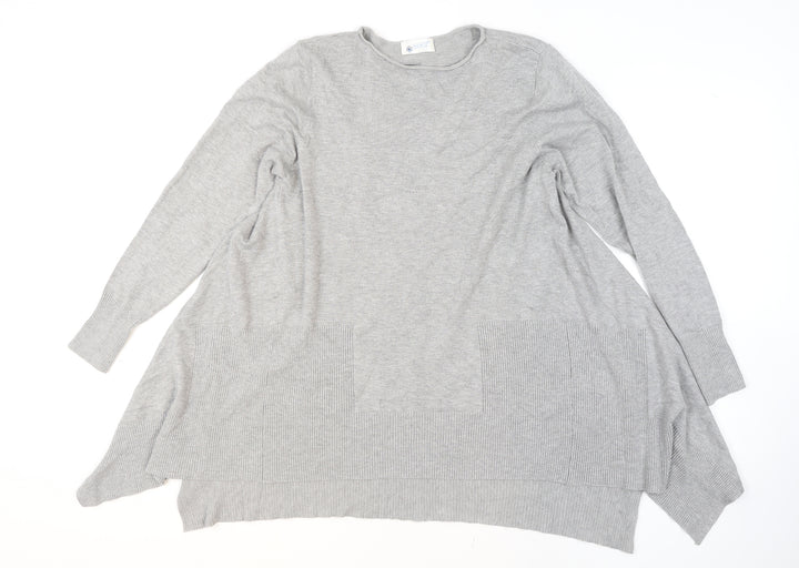 Anamor Women Grey Relaxed Fit Knit Long Sleeve Pullover Jumper M
