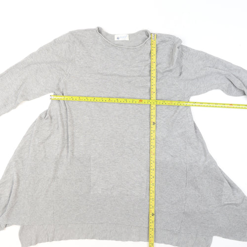 Anamor Women Grey Relaxed Fit Knit Long Sleeve Pullover Jumper M