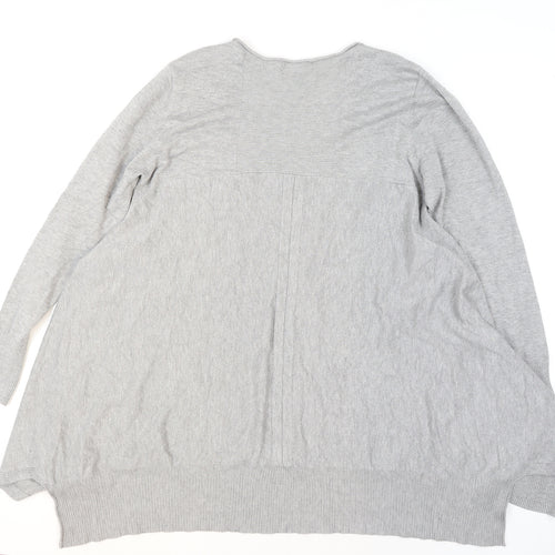 Anamor Women Grey Relaxed Fit Knit Long Sleeve Pullover Jumper M