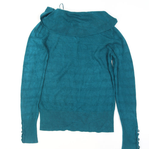 Debenhams Women’s Green Cowl Neck Long Sleeve Knit Jumper Size 10