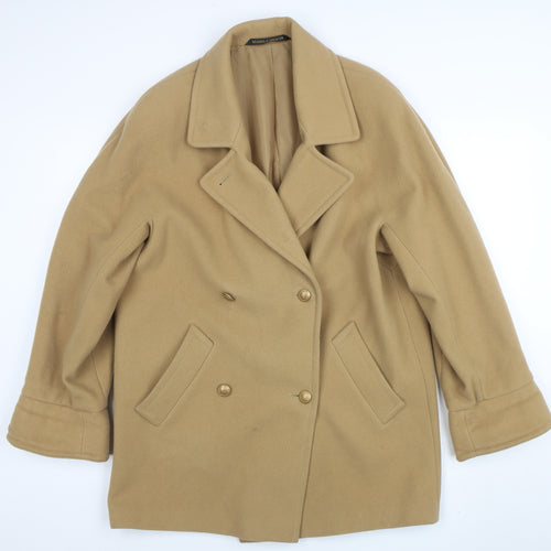 Marks and Spencer Women Beige Wool Pea Coat Size 14 Classic Style