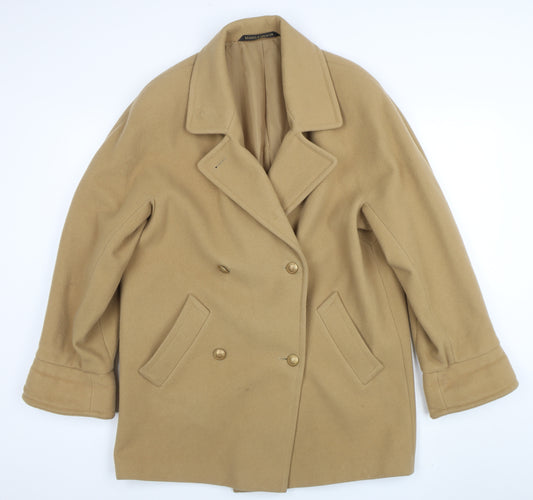 Marks and Spencer Women Beige Wool Pea Coat Size 14 Classic Style