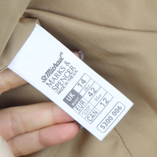 Marks and Spencer Women Beige Wool Pea Coat Size 14 Classic Style