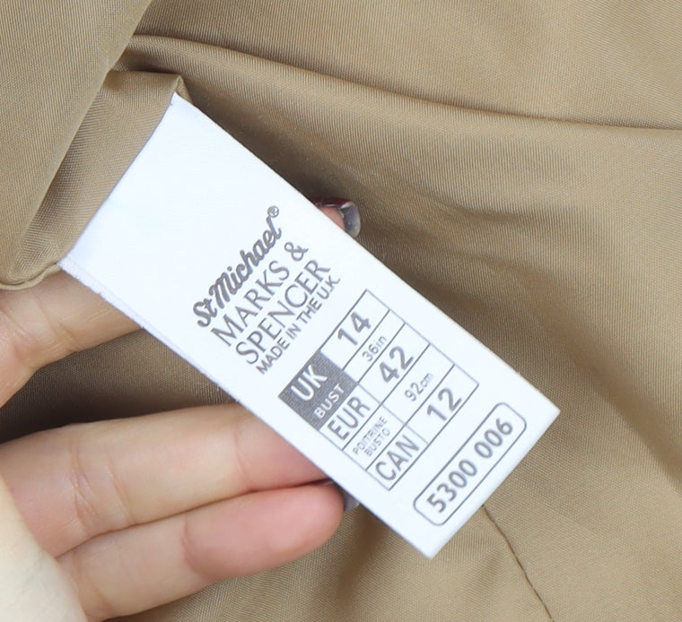 Marks and Spencer Women Beige Wool Pea Coat Size 14 Classic Style