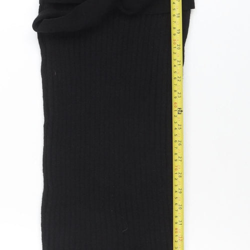 Boohoo Women’s Black Rib Knit Midi Bodycon Belted Dress M
