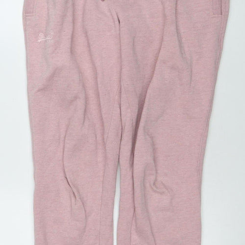 Superdry Womens Pink Jogger Sweatpants UK 16 Cotton Blend