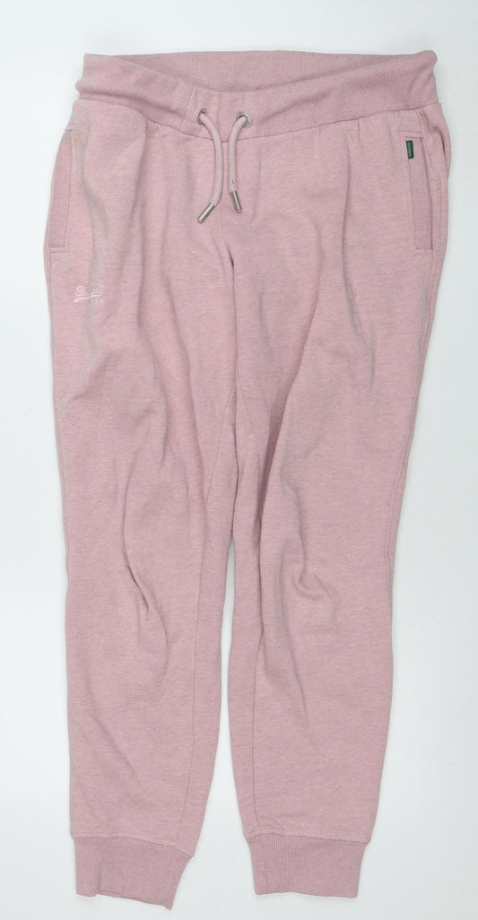 Superdry Womens Pink Jogger Sweatpants UK 16 Cotton Blend