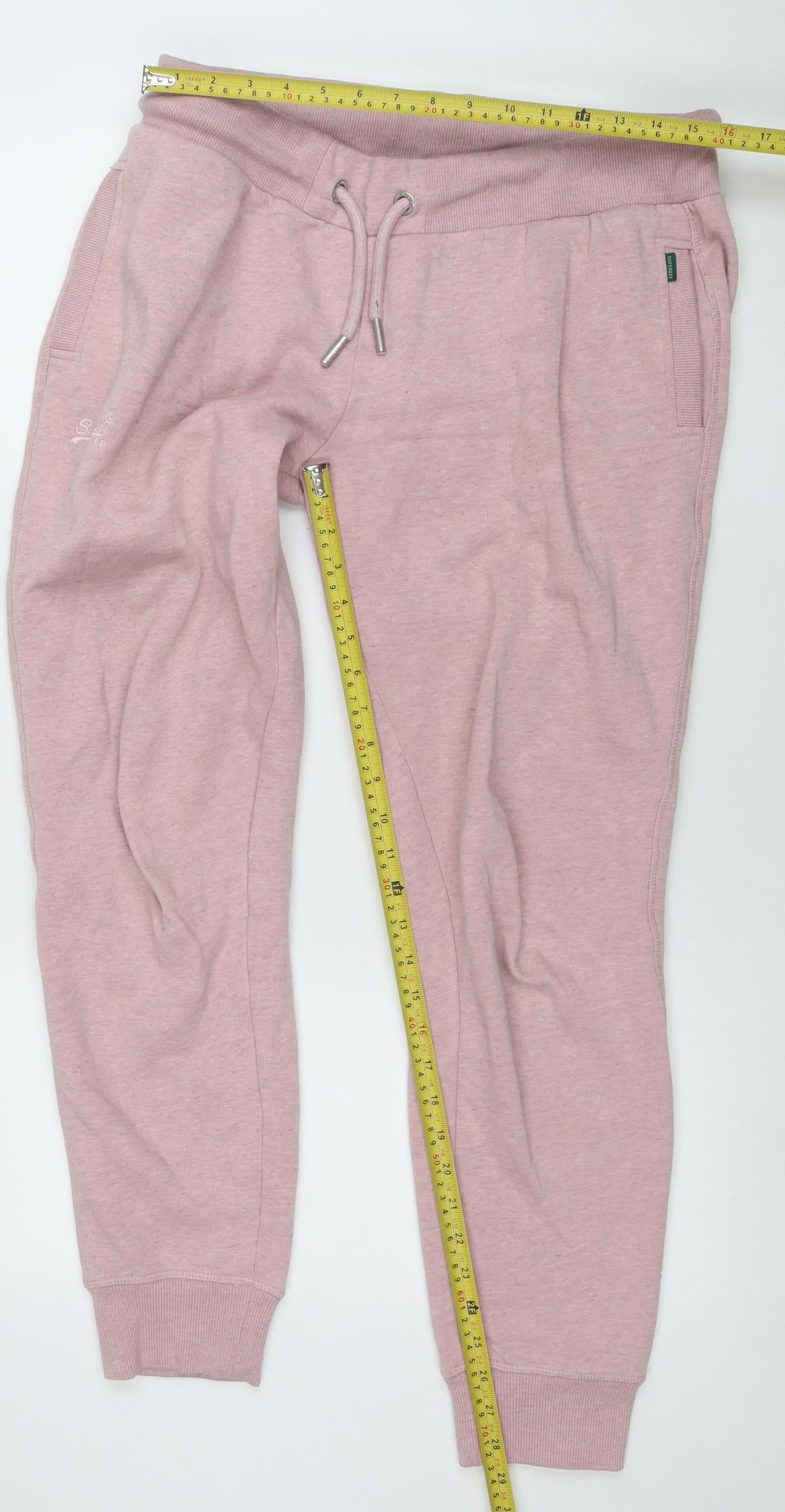 Superdry Womens Pink Jogger Sweatpants UK 16 Cotton Blend