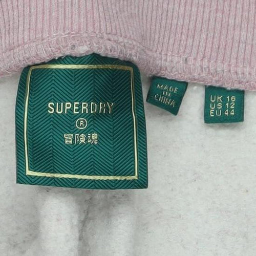 Superdry Womens Pink Jogger Sweatpants UK 16 Cotton Blend