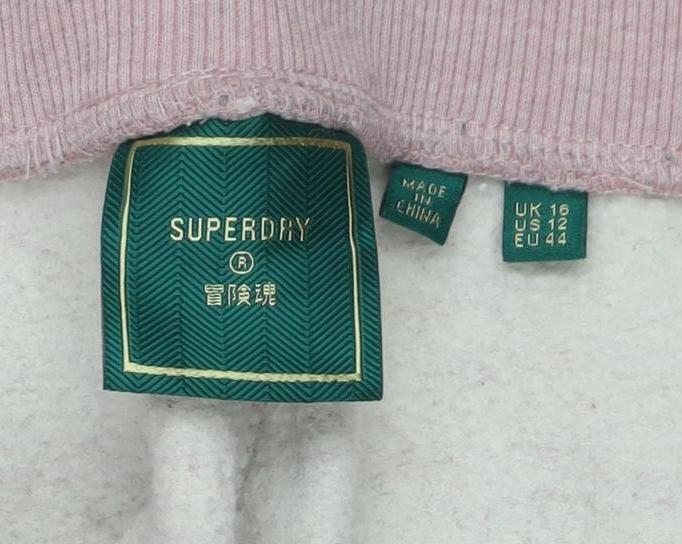 Superdry Womens Pink Jogger Sweatpants UK 16 Cotton Blend