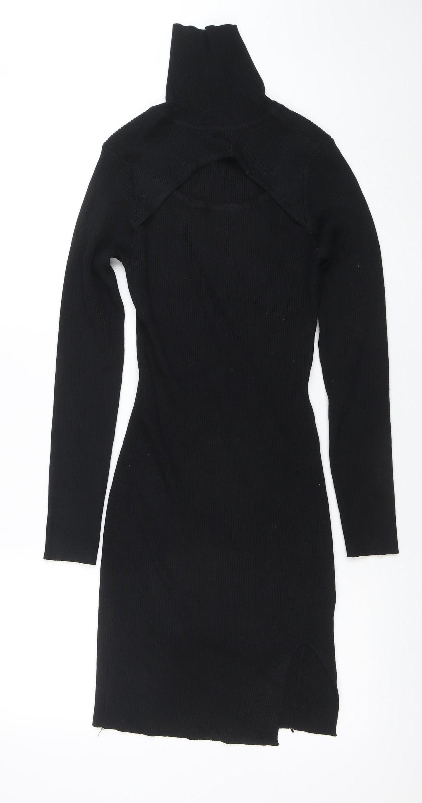 Pink Vanilla Women's Black Knit Bodycon High Neck Dress M