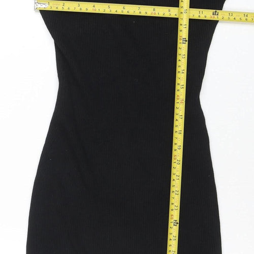 Pink Vanilla Women's Black Knit Bodycon High Neck Dress M