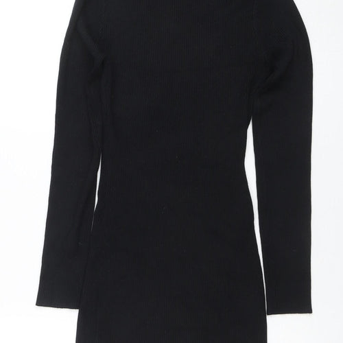 Pink Vanilla Women's Black Knit Bodycon High Neck Dress M