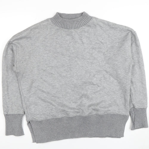 NEXT Women Grey Mock Neck Knit Jumper M Relaxed Fit Pullover