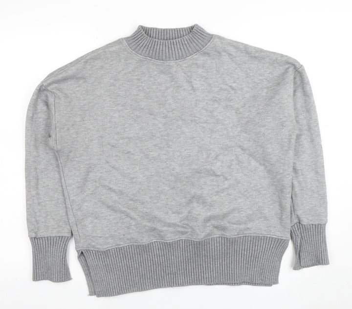 NEXT Women Grey Mock Neck Knit Jumper M Relaxed Fit Pullover