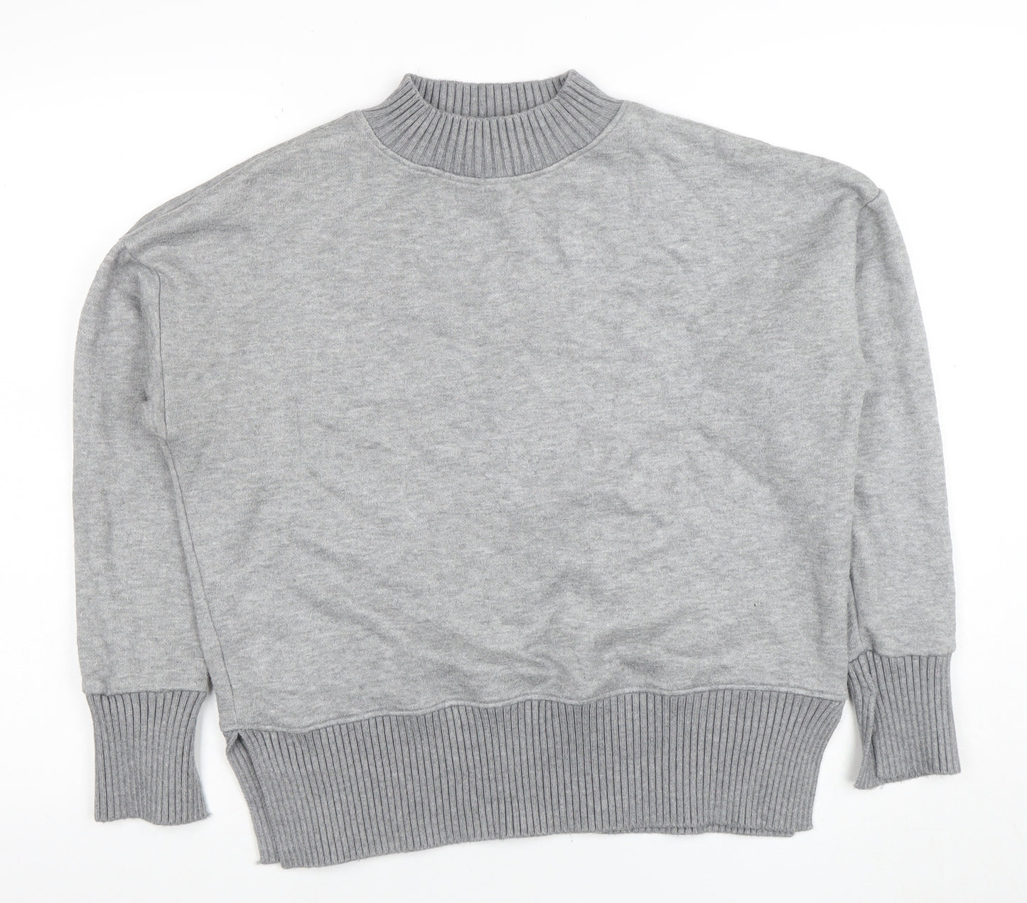 NEXT Women Grey Mock Neck Knit Jumper M Relaxed Fit Pullover