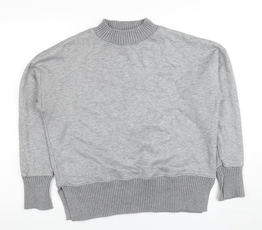 NEXT Women Grey Mock Neck Knit Jumper M Relaxed Fit Pullover