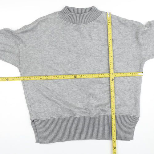 NEXT Women Grey Mock Neck Knit Jumper M Relaxed Fit Pullover