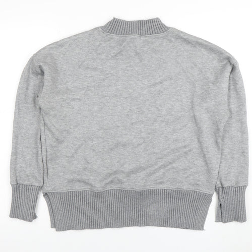NEXT Women Grey Mock Neck Knit Jumper M Relaxed Fit Pullover