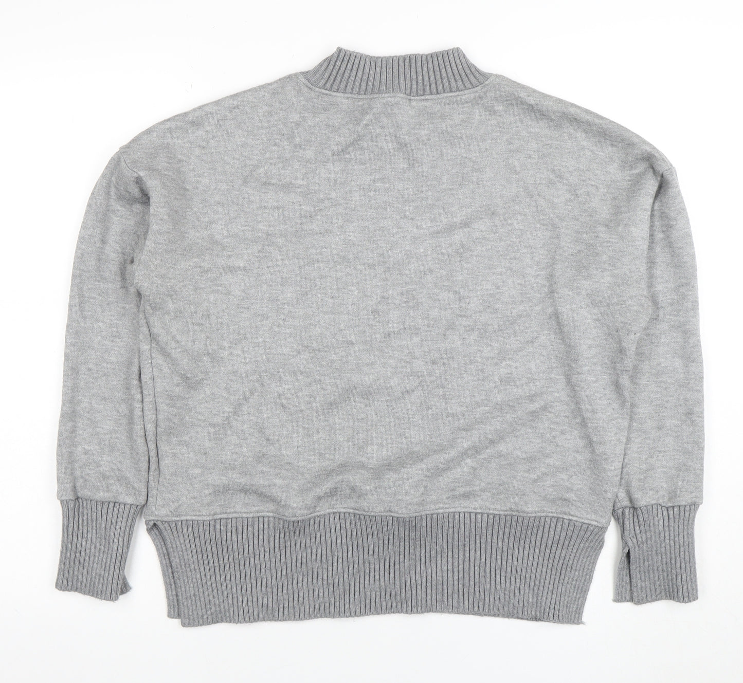 NEXT Women Grey Mock Neck Knit Jumper M Relaxed Fit Pullover
