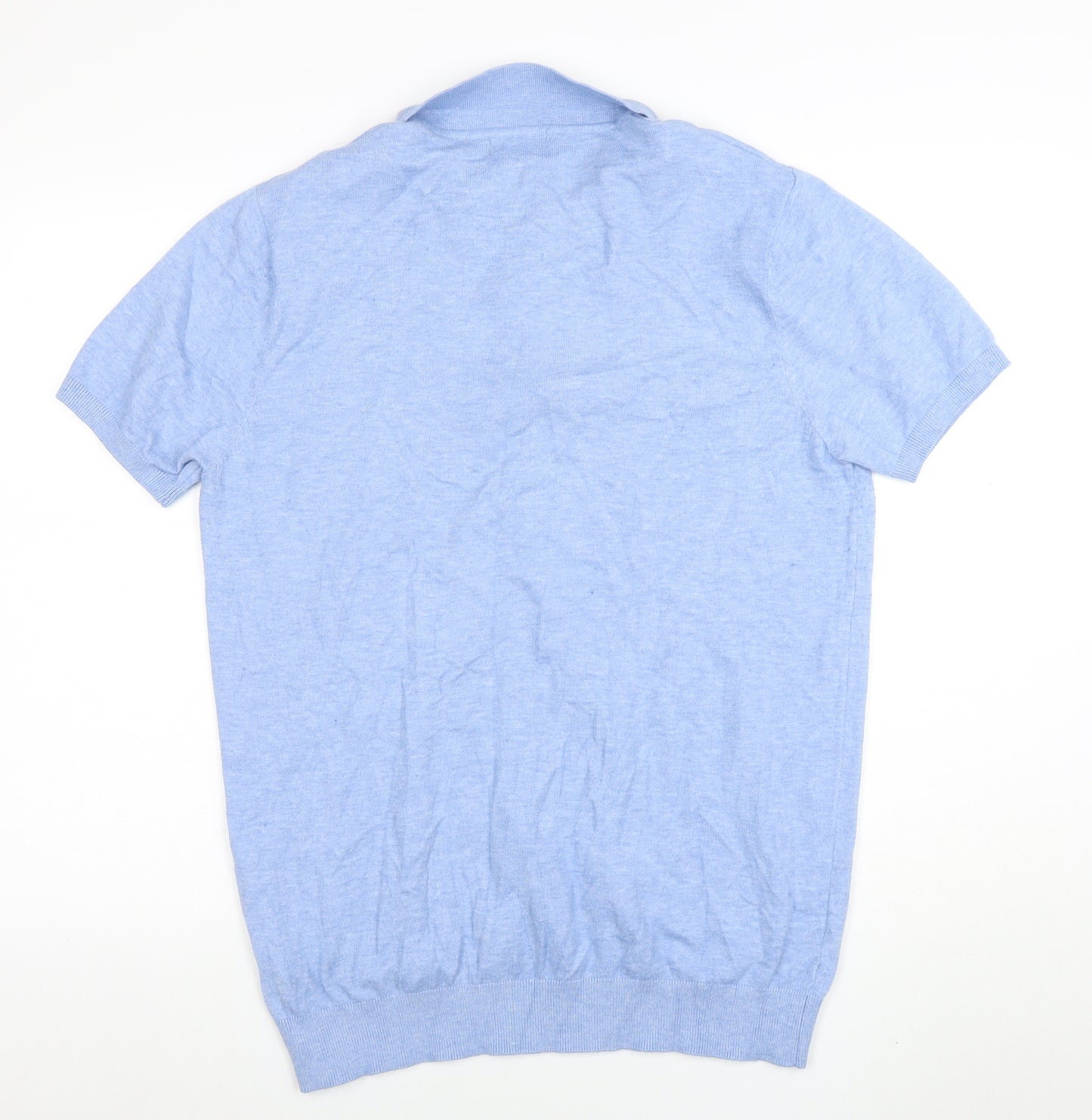 Jacamo Men's Blue XL Short Sleeve 1/4 Zip Knit Polo Shirt