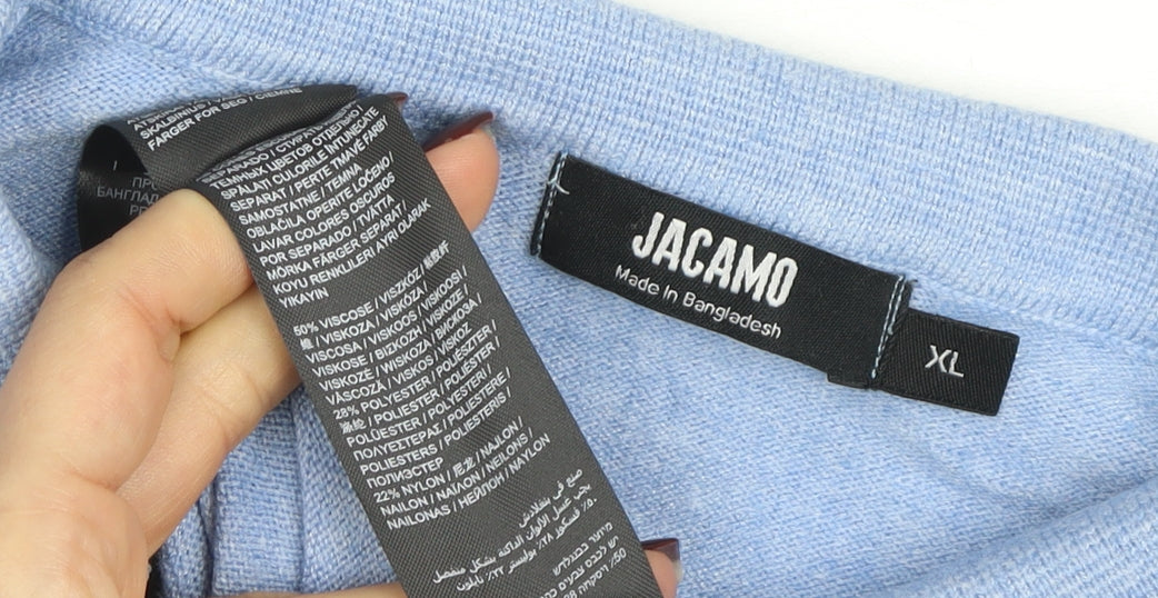Jacamo Men's Blue XL Short Sleeve 1/4 Zip Knit Polo Shirt