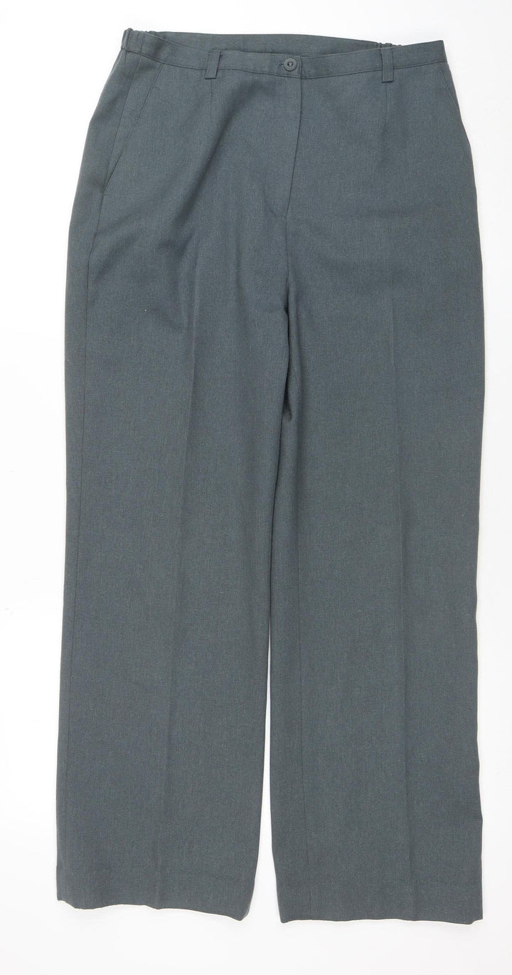 EWM Women Grey Size 12 Straight Leg Polyester Trousers
