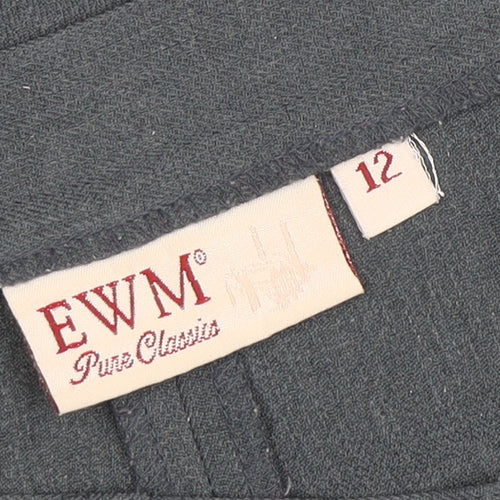 EWM Women Grey Size 12 Straight Leg Polyester Trousers
