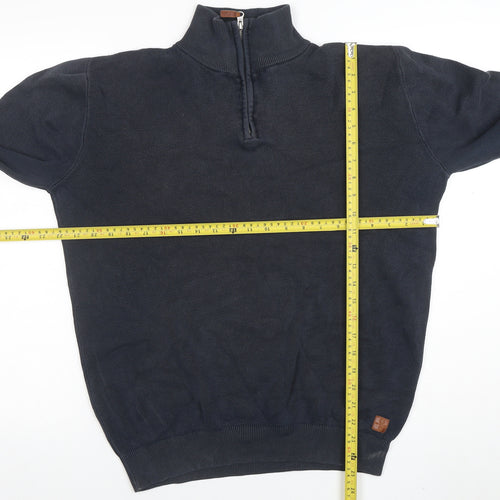 Next Men’s Blue 1/4 Zip High Neck Cotton Jumper Size M