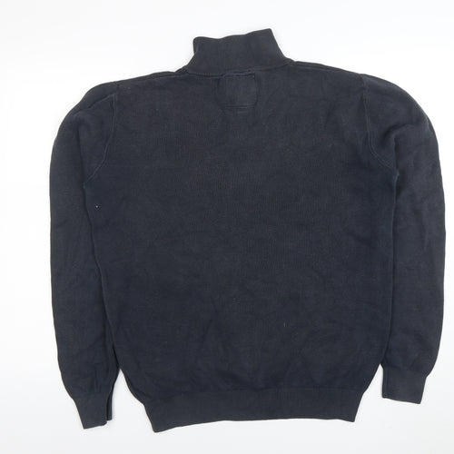 Next Men’s Blue 1/4 Zip High Neck Cotton Jumper Size M