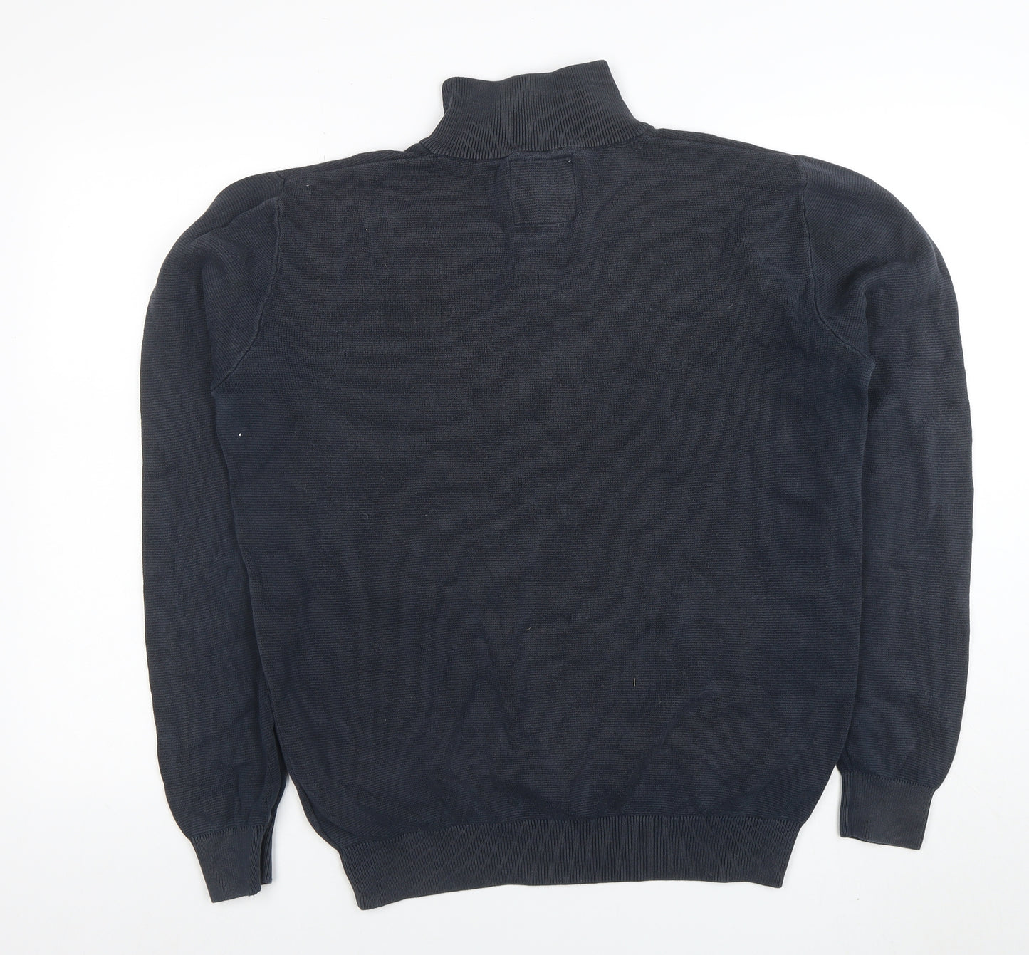 Next Men’s Blue 1/4 Zip High Neck Cotton Jumper Size M