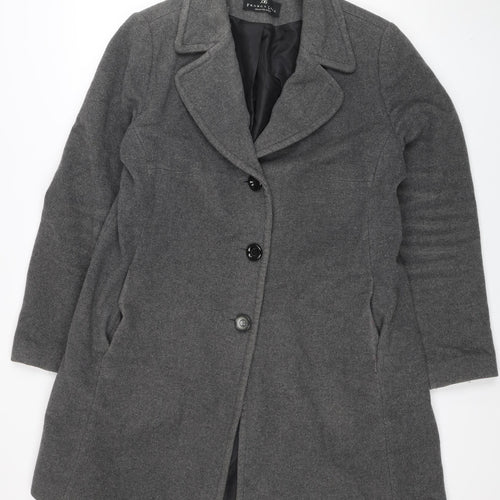 Franca Luca Women's Grey Wool Blend Mid-Length Overcoat Size 18