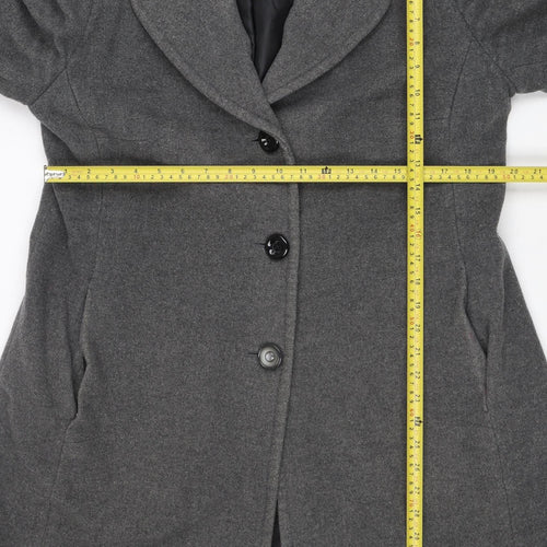 Franca Luca Women's Grey Wool Blend Mid-Length Overcoat Size 18