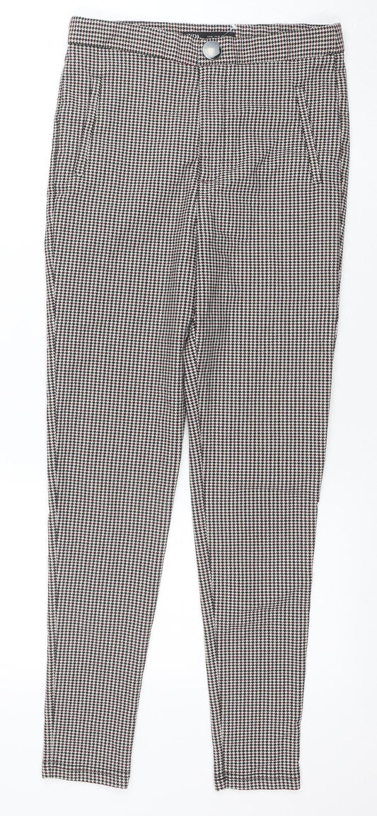 ZARA Women Multicoloured Houndstooth Slim Trousers Size 12