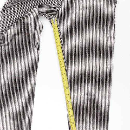 ZARA Women Multicoloured Houndstooth Slim Trousers Size 12