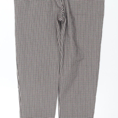 ZARA Women Multicoloured Houndstooth Slim Trousers Size 12