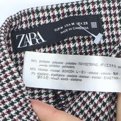 ZARA Women Multicoloured Houndstooth Slim Trousers Size 12
