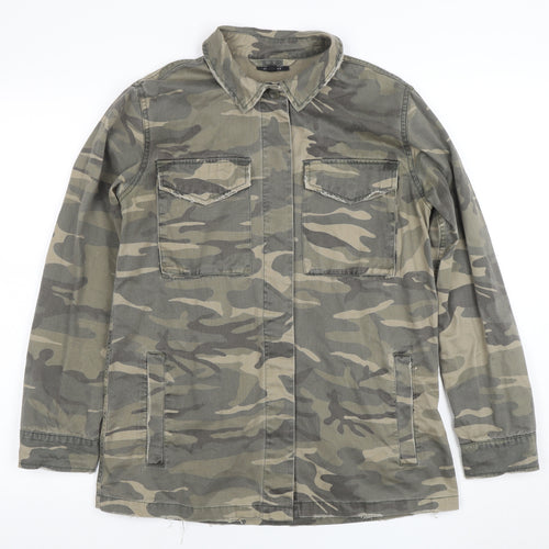 Topshop Women’s Green Camouflage Military Jacket Size 8