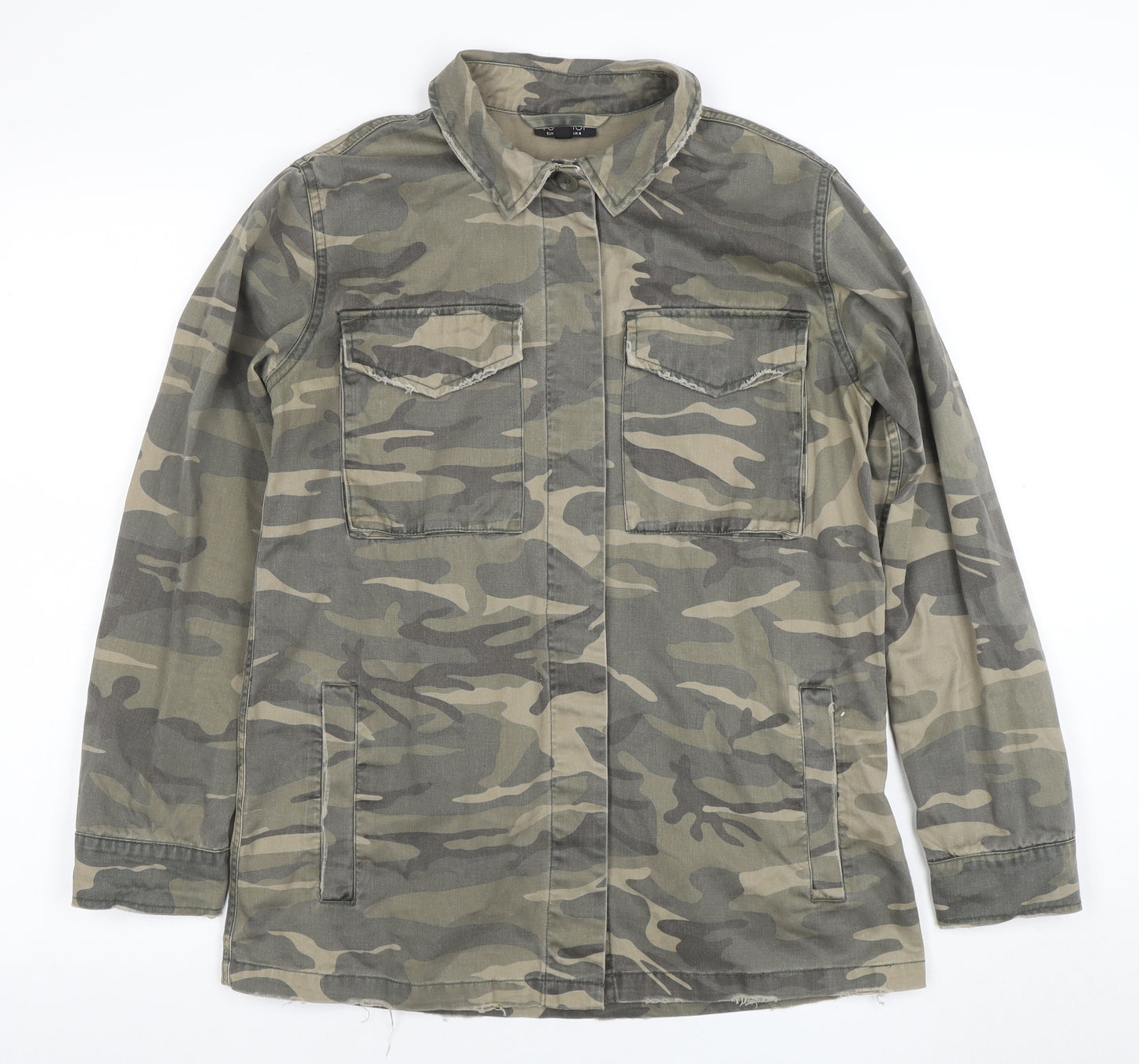 Topshop Women’s Green Camouflage Military Jacket Size 8