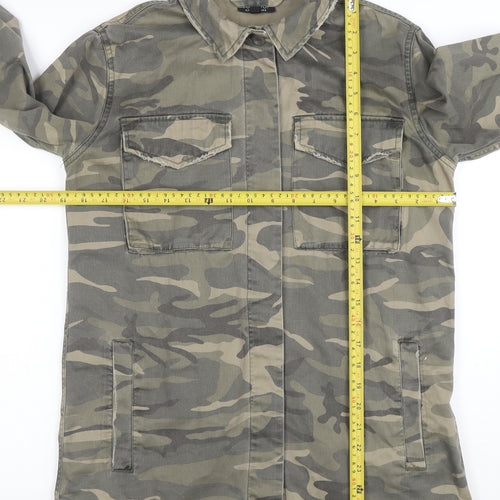Topshop Women’s Green Camouflage Military Jacket Size 8