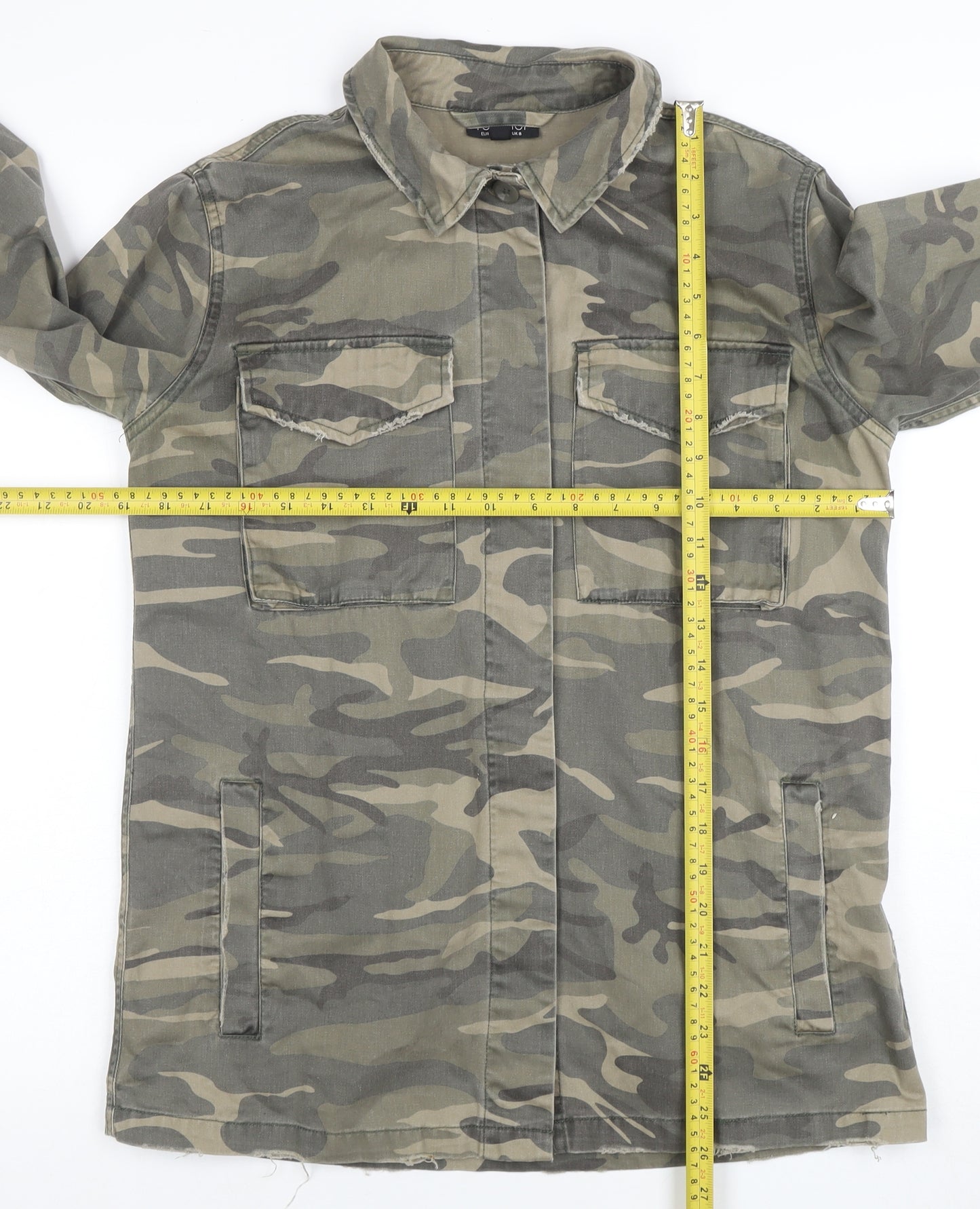 Topshop Women’s Green Camouflage Military Jacket Size 8