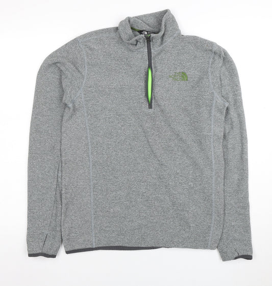 The North Face Men's Grey 1/4 Zip Fleece Sweatshirt Size S