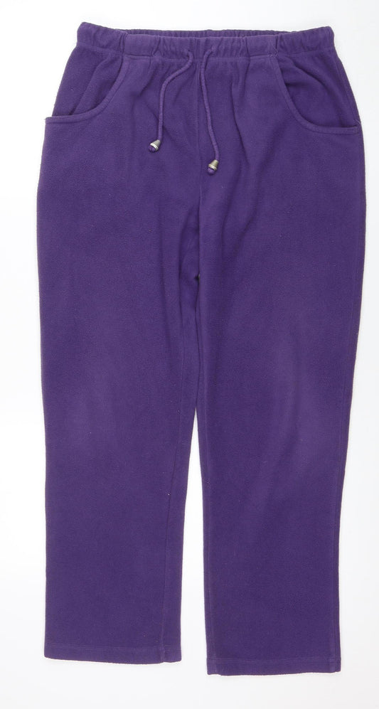 Damart Women Purple Fleece Sweatpants Size 12 Elastic Waist Activewear