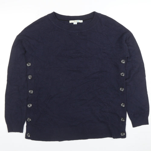 Boden Women Blue Wool Blend Button Side Jumper Size S
