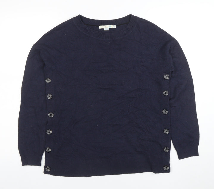 Boden Women Blue Wool Blend Button Side Jumper Size S