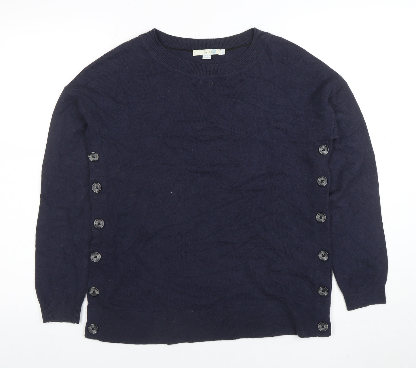 Boden Women Blue Wool Blend Button Side Jumper Size S