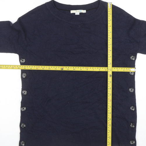 Boden Women Blue Wool Blend Button Side Jumper Size S