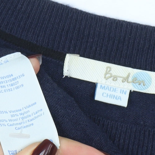 Boden Women Blue Wool Blend Button Side Jumper Size S