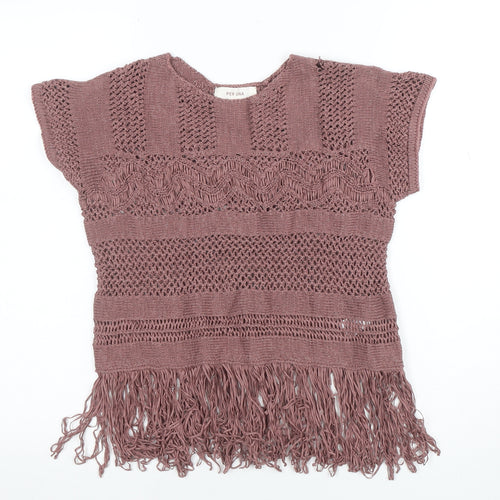 Marks and Spencer Per Una Women’s Purple Crochet Fringe Blouse Size S