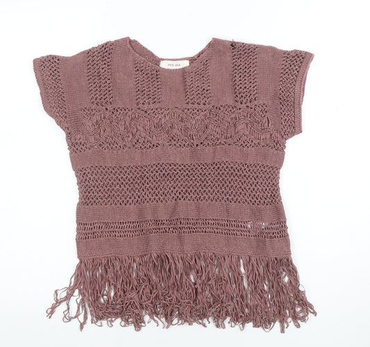Marks and Spencer Per Una Women’s Purple Crochet Fringe Blouse Size S